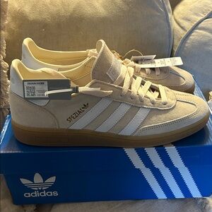 adidas Spezial womens Beige and White Suede Sneakers